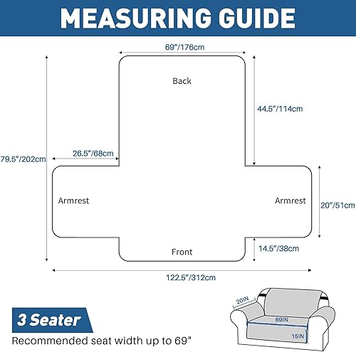 Miniatura 6 de MAXIJIN Fundas impermeables para sofá de 3 cojines, aptas para mascotas, fundas acolchadas de 69 pulgadas, fundas protectoras lavables para sofá con