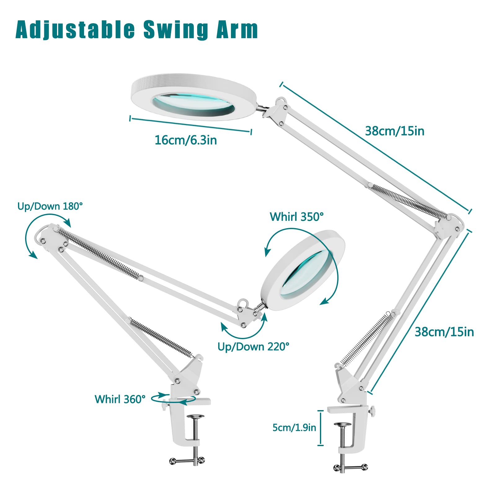 Buy YOUKOYI LED Magnifying Lamp Metal Swing Arm Magnifier Lamp 10