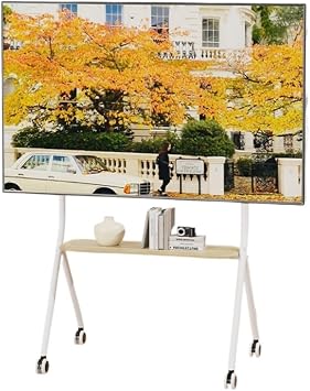 TV Stand TV Stand Mobile TV Cart for 42-75" LED LCD TVs, Tripod TV Stand with Tray, Holds Up to 110 lbs, Adjustable Height with Wheels TV Stand Monitor Stand White