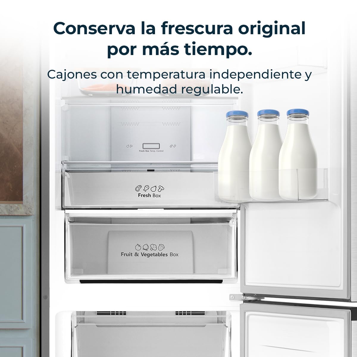 Cecotec Réfrigérateur Combi Total No Frost 336L Bolero CoolMarket Combi 336 Inox A. 201cm Hauteur, Fresh Flex, Humidity Flex, Compresseur Inverter Plus, Basse Consommation, Multi AirFlow, Mode Smart