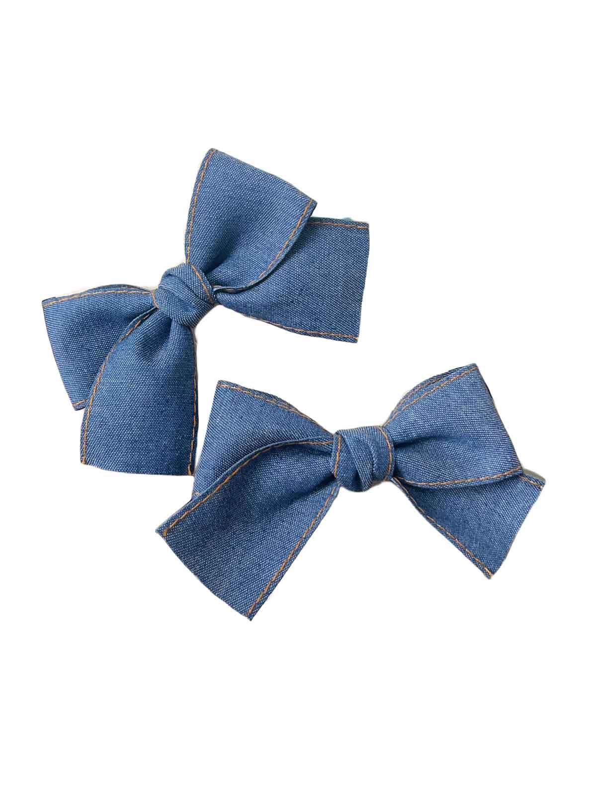 Amazon.com : Blue Denim Hair Clip Pin Bow Girls Blue Jeans  display picture 3