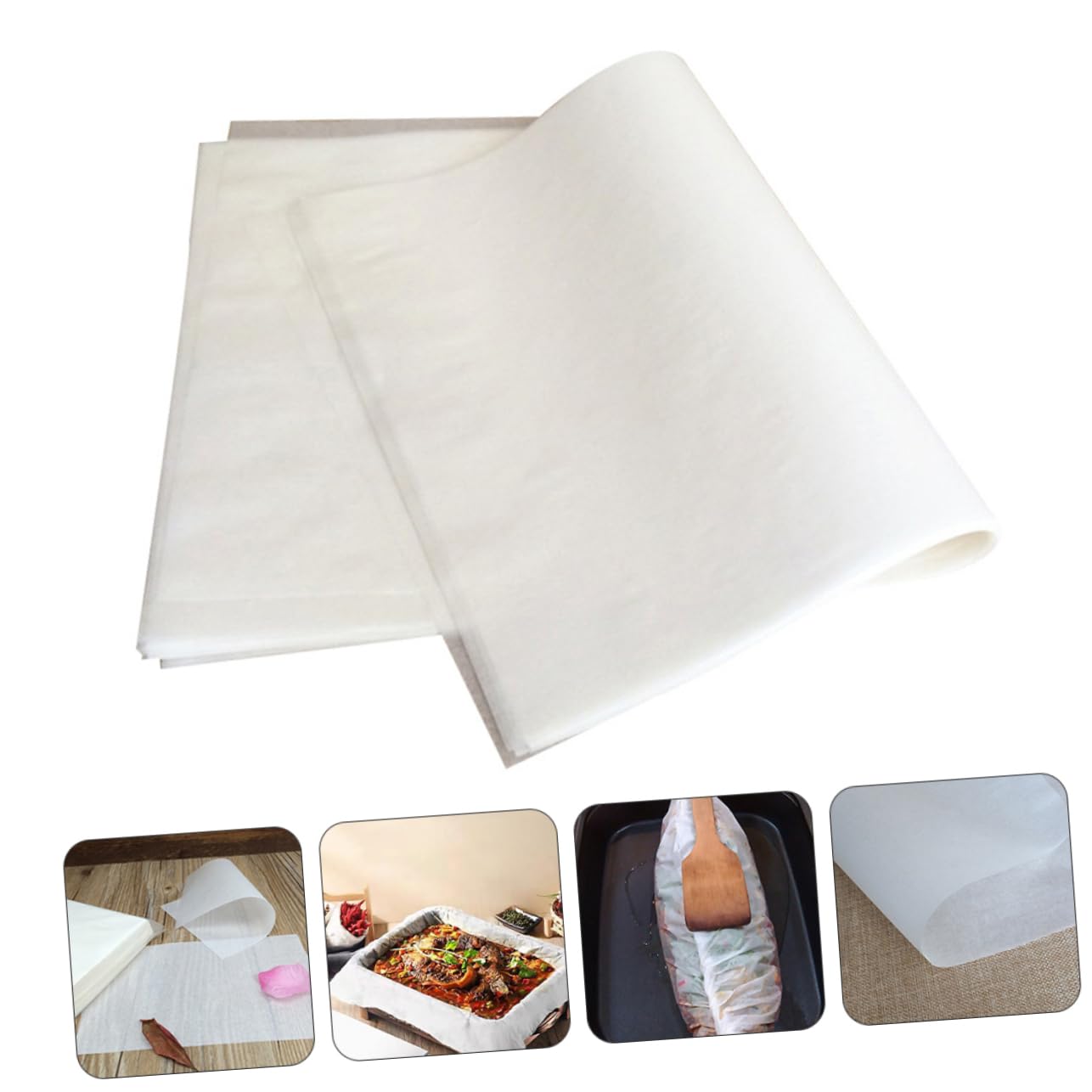 Carta da Forno Antiaderente in Silicone Bianco 50 Fogli | Barbecue e Verdure, Alta Resistenza Termica, Uso in Cucine Domestiche e Negozi