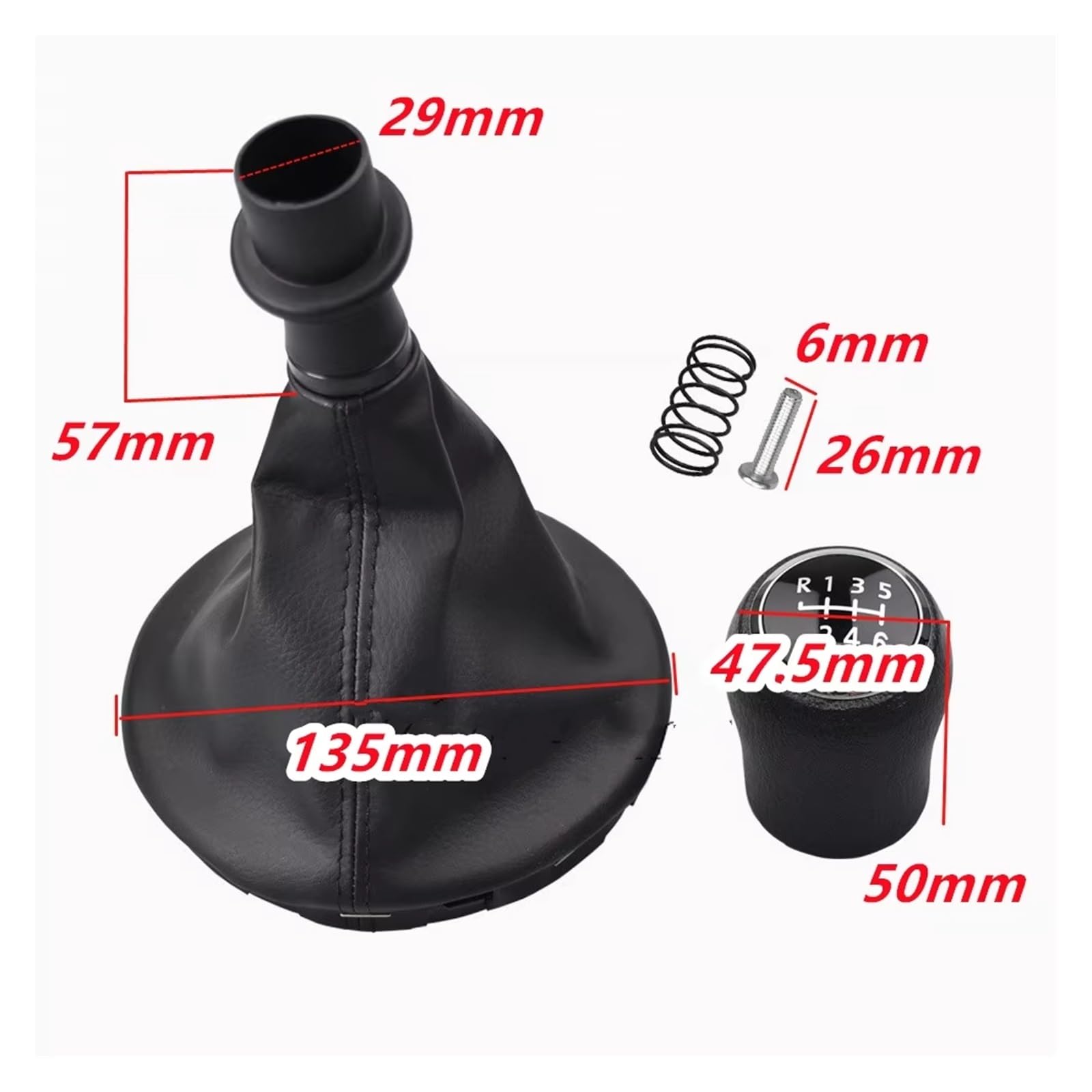 Pomello Leva Cambio 5 Marce Velocità Manopola del Cambio Marce con Cuffia Coperchio per Transporter T5 / T6 (2003-2011
