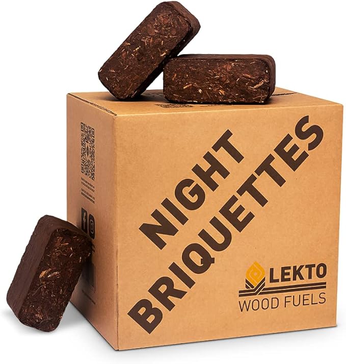 Lekto Woodfuels Night Briquettes 20kg (20 Briquettes), Up to 8 Hour