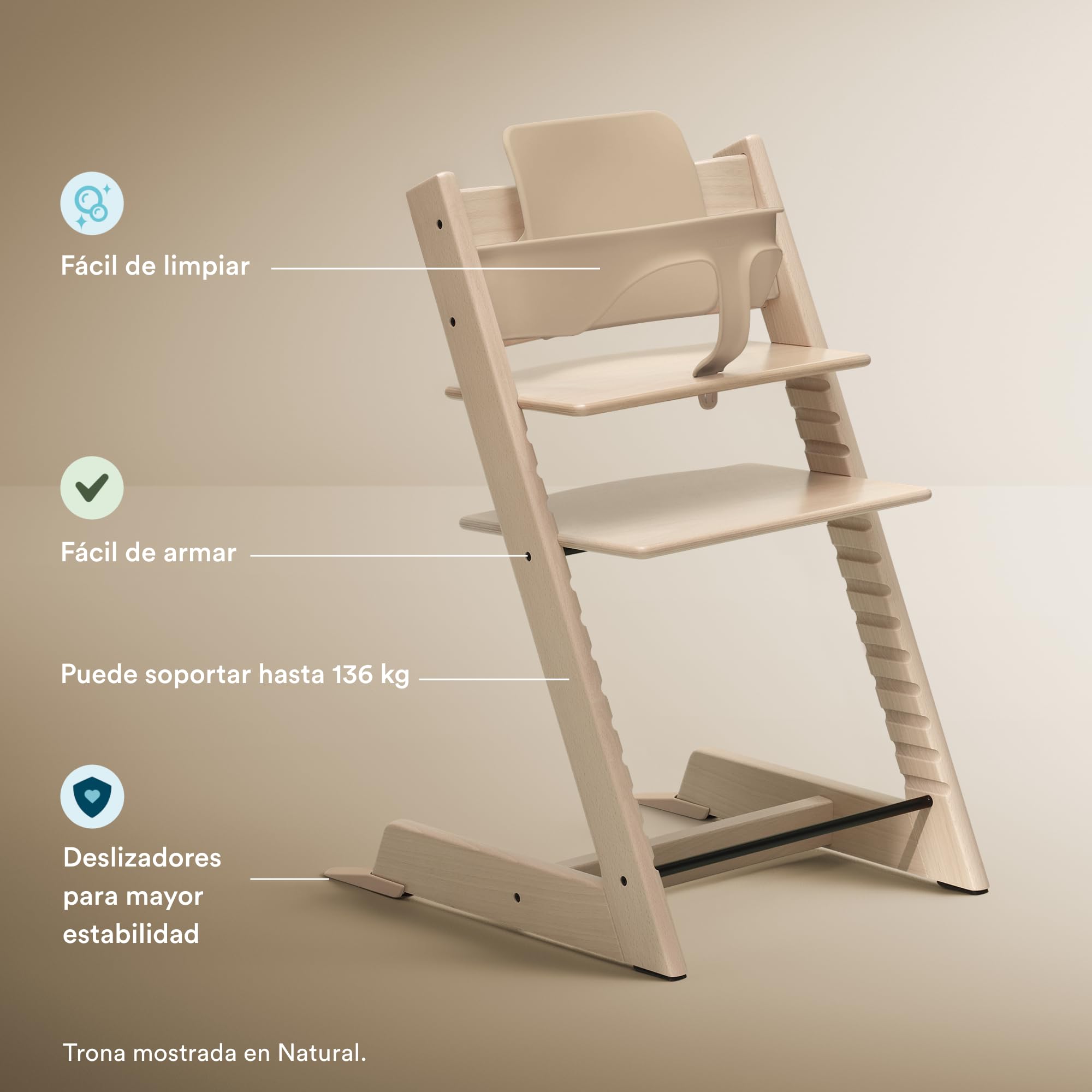 Trona Tripp Trapp de Stokke con Baby Set, Natural - Silla ajustable y evolutiva para niños y adultos - Ergonómica & diseño atemporal, 6.47 kilograms, 1.0 Conteo
