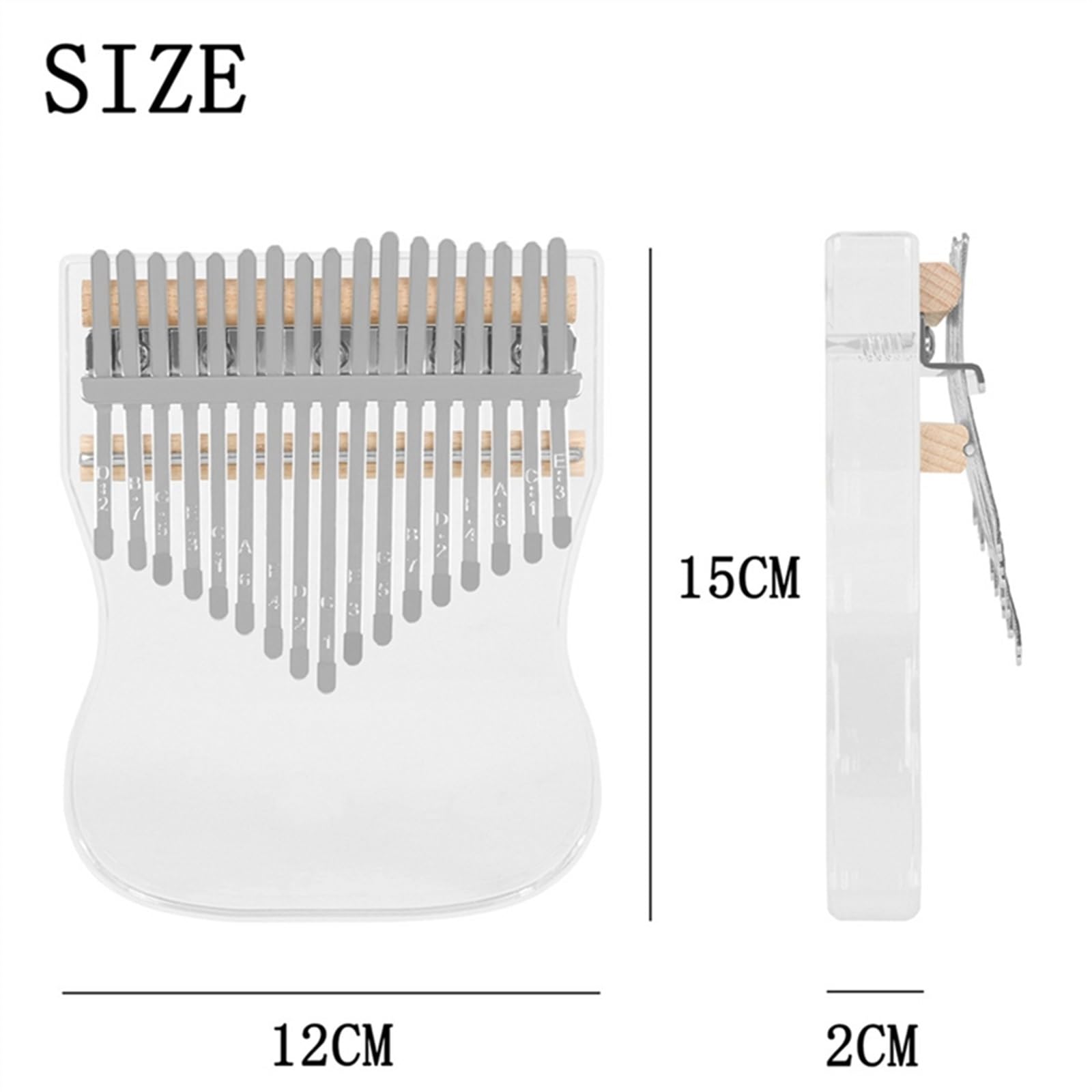 Kalimba Trasparente 17 Tasti In Acrilico - Pianoforte Da Pollice Con Martello Accordatura E Borsa | Strumento Musicale Per Principianti E Bambini