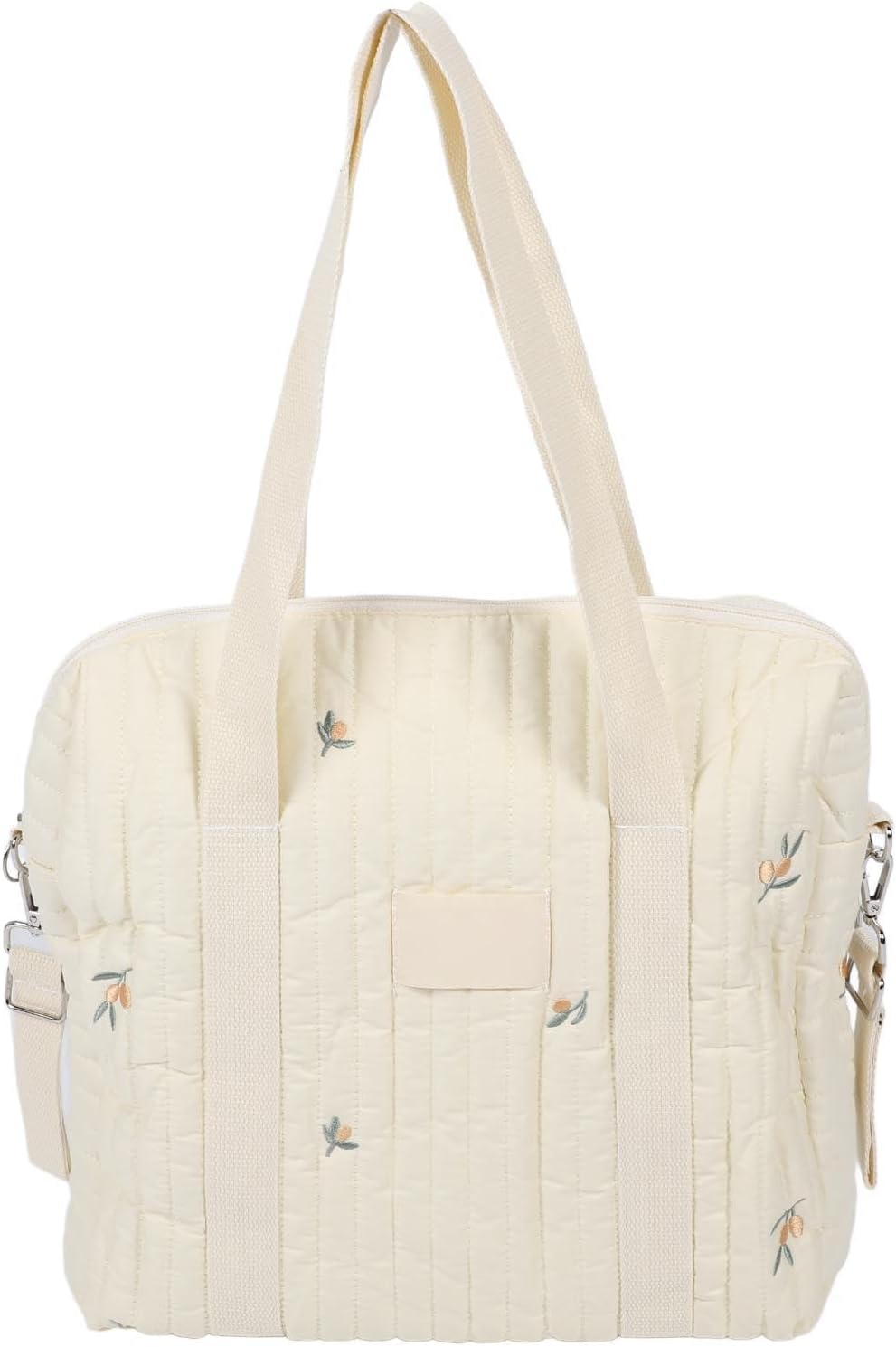 Large Diaper Bag Tote, Cotton Cute Diaper Bag with Stroller Hooks, Portable Travel Universal Stroller Organizer Baby Bag for Baby Girl Boy Mom Maternity Hospital Bag (Flower)