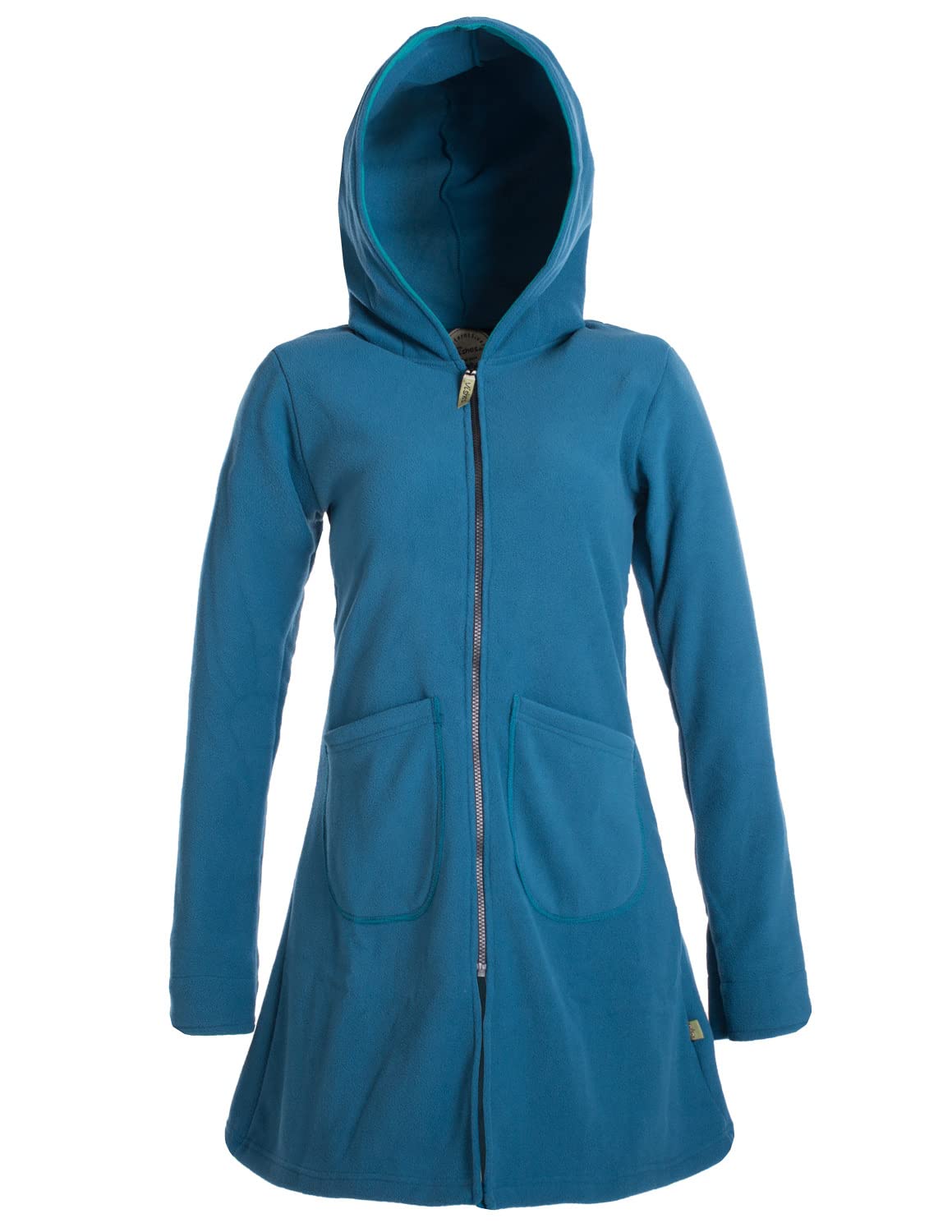 Vishes - Alternative Bekleidung - Einfarbiger Eco Fleecemantel mit Kapuze