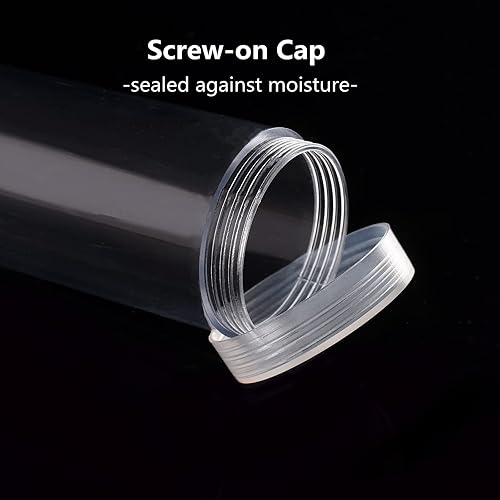 Miniatura 3 de Ettonsun Paquete de 5 soportes de plástico transparente de 1.063 in para almacenamiento de monedas con tapa de rosca, cada uno con capacidad para 48