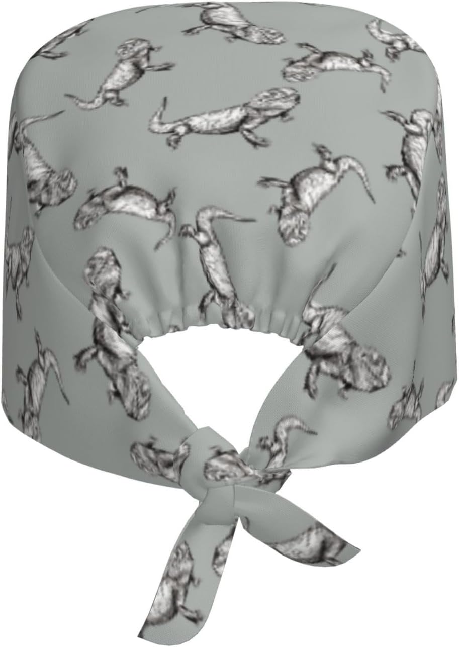 Working Cap Scrub Cap with Sweatband Adjustable Unisex Women Tie Back Hat Nurse Surgical Caps - Image 2