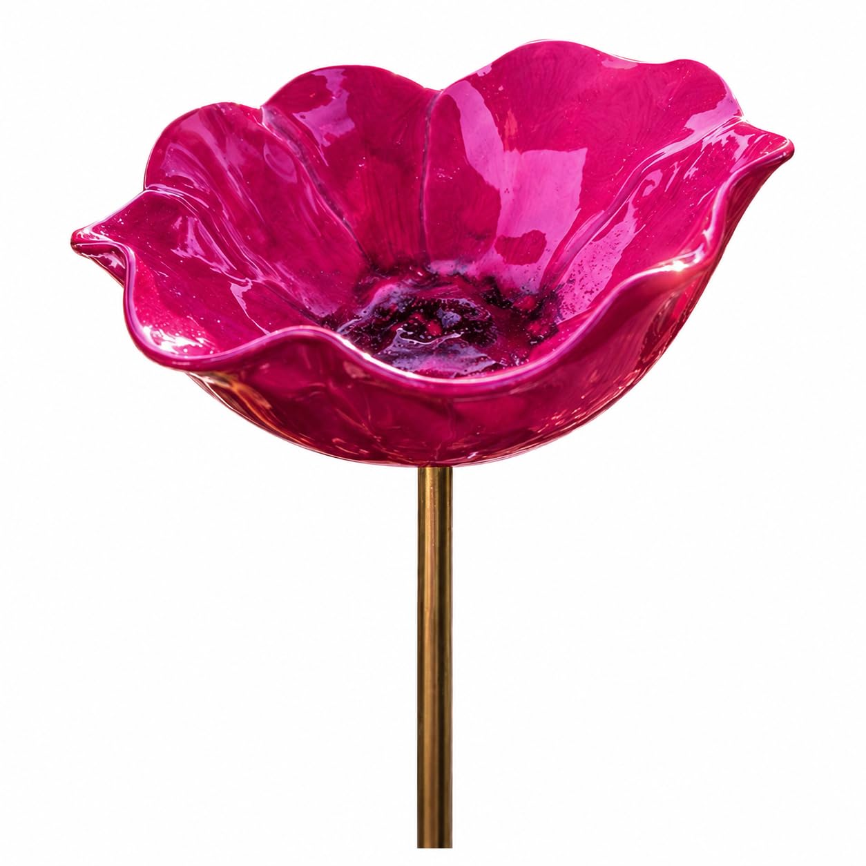 Poppy Bird Bath for Garden, Flower Bird Feeder (Rosy) โ image 1