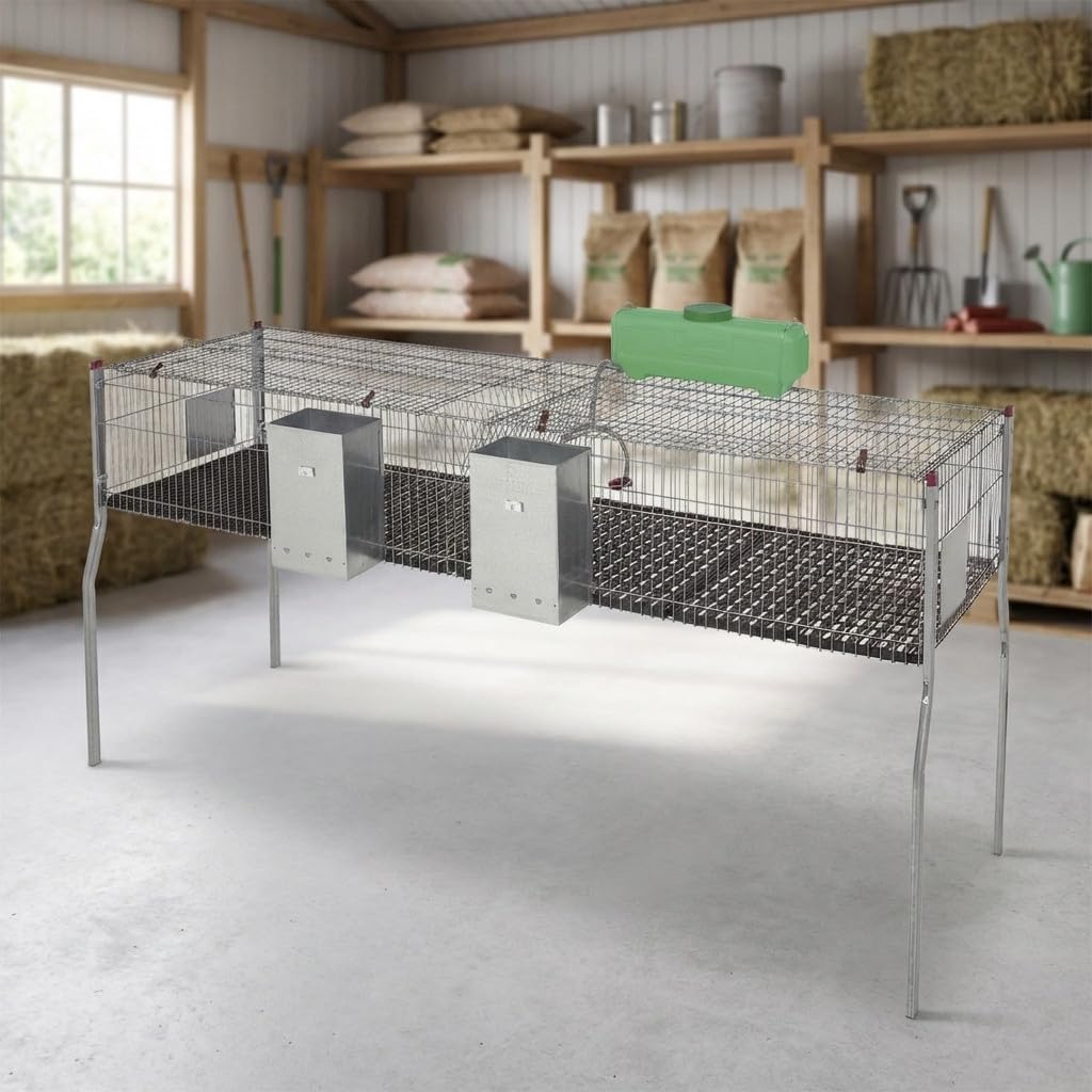 Suinga Gabbia per conigli a 2 reparti e pavimento in plastica, 200x62x99 cm