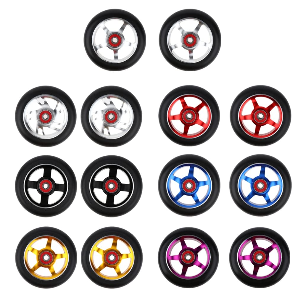 Ruote Monopattino Freestyle 2pcs 100mm / 3.9 "Kick Scooter Scooter Scooter Ruote con cuscinetti Boccole Ruote Sostituzione Sostituzione Accessori for scooter 7 colori Ruote Monopattino Elettrico