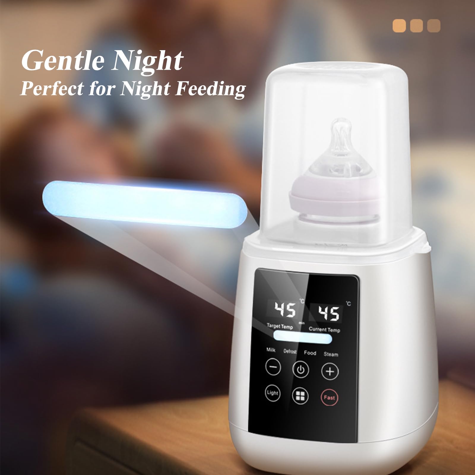 Flaschenwärmer Baby, Sterilisator für Babyflaschen, 6 in 1 Babynahrungsheizung, BPA-freier, LCD-Display Temperaturregelung Nachtlicht Babykostwärmer Auftauen Warmhalten Für Muttermilch Babynahrung