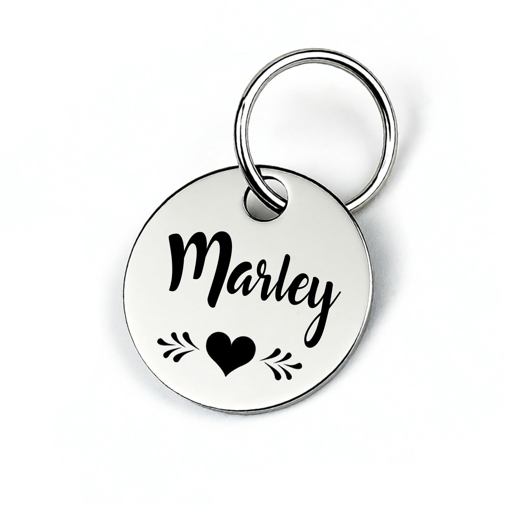 GOLDEN PAW Hundemarke mit Gravur personalisiert, Namensschild mit Telefonnummer, Adresse für Halsband - robuste Tiermarke aus Edelstahl, Dog Tag, Anhänger für Hunde, Katzen, Pferde & Welpen | Silber