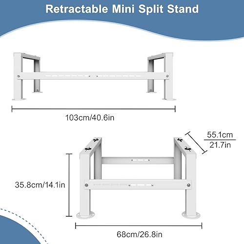 Miniatura 4 de Mini soporte dividido, soporte ajustable para aire acondicionado sin conductos de 9,000-60,000 BTU, bomba de calor, soporte de CA antivibración