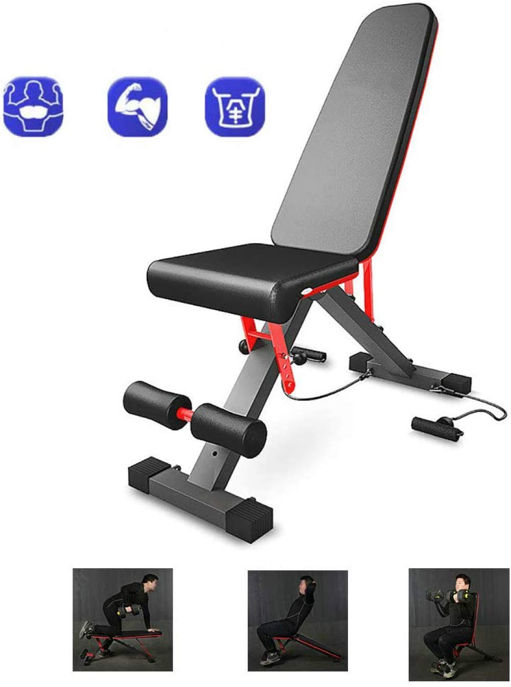 CLQ Panca Pieghevole Regolabile per Palestra Panca Multifunzione per Allenamento Panca per Tutto Il Corpo Attrezzatura da Palestra con Struttura in Acciaio