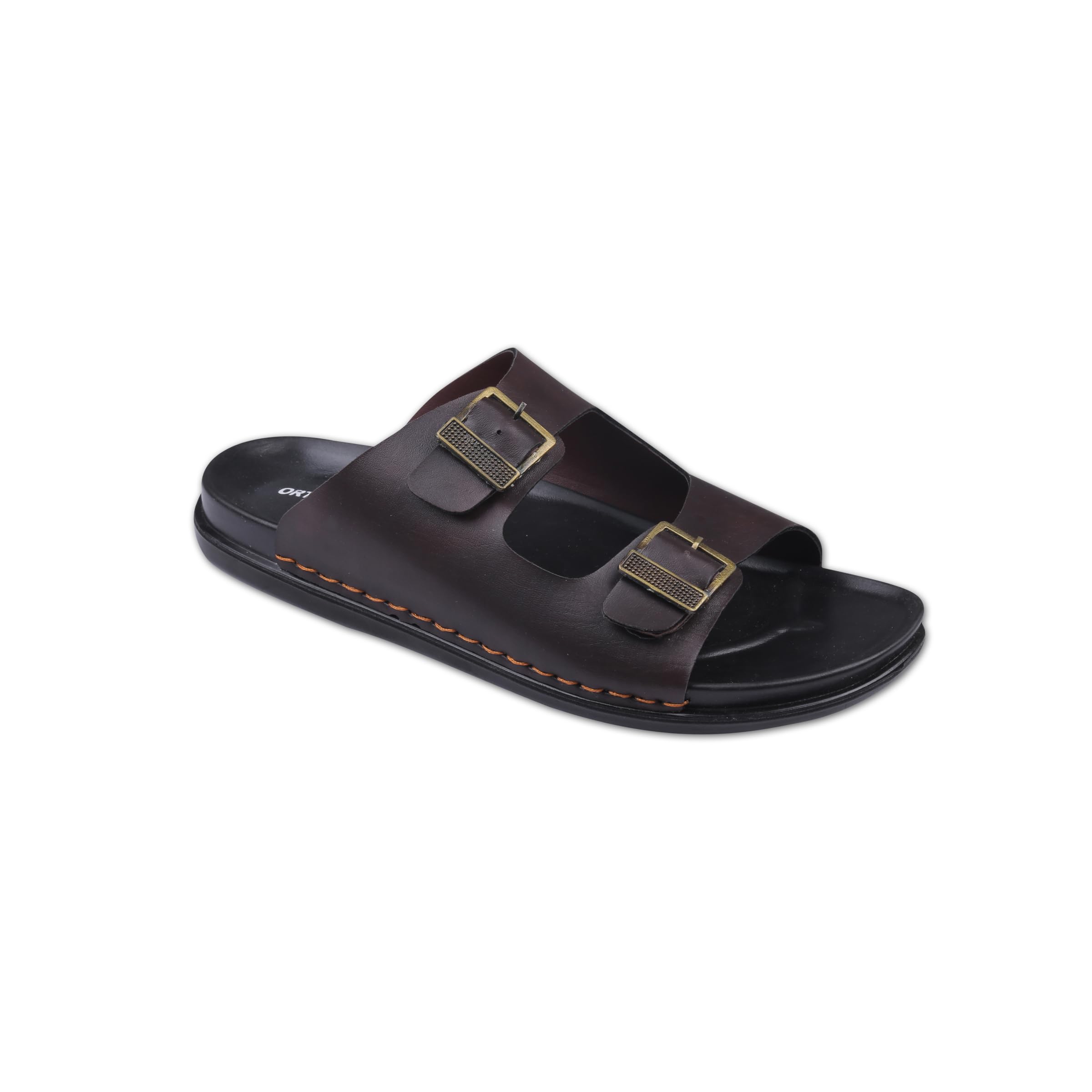 ortho club Men's Leather Orthopedic Sandals | Soft Cushioned Sole Slip-On Chappal for Men | Anti-Skid Comfort Sandals with Buckle-picture-39