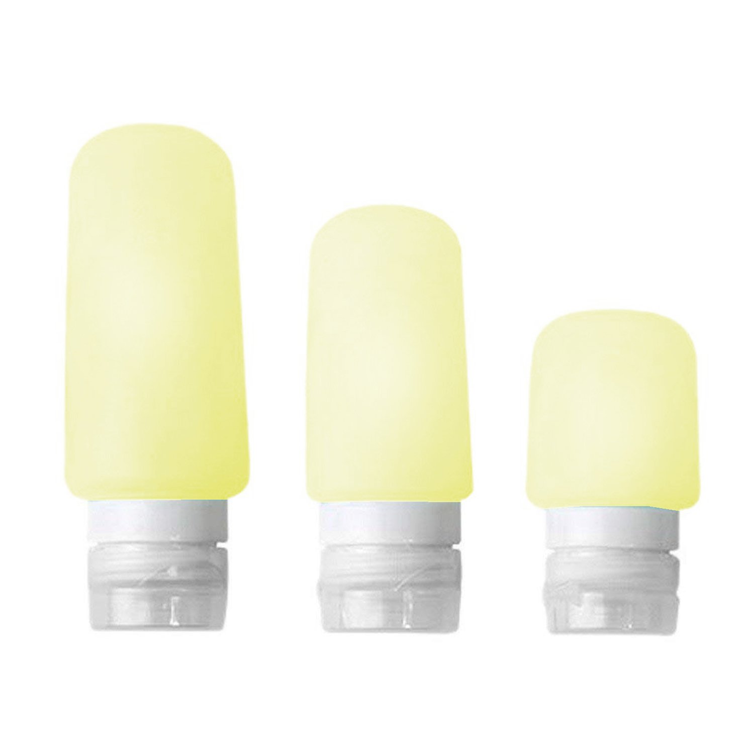 tecmac Silicone Perfume Travel Containers | Refillable Squeeze Lotion Cosmetic Shampoo Bottles | Set of 3 | Yellow