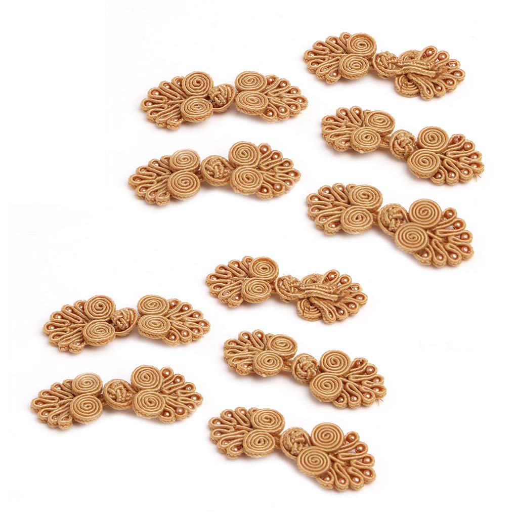 10 Paia Bottoni Cinesi A Rana In Poliestere, Bianchi, 6x2 Cm, Per Maglioni E Costumi - 6