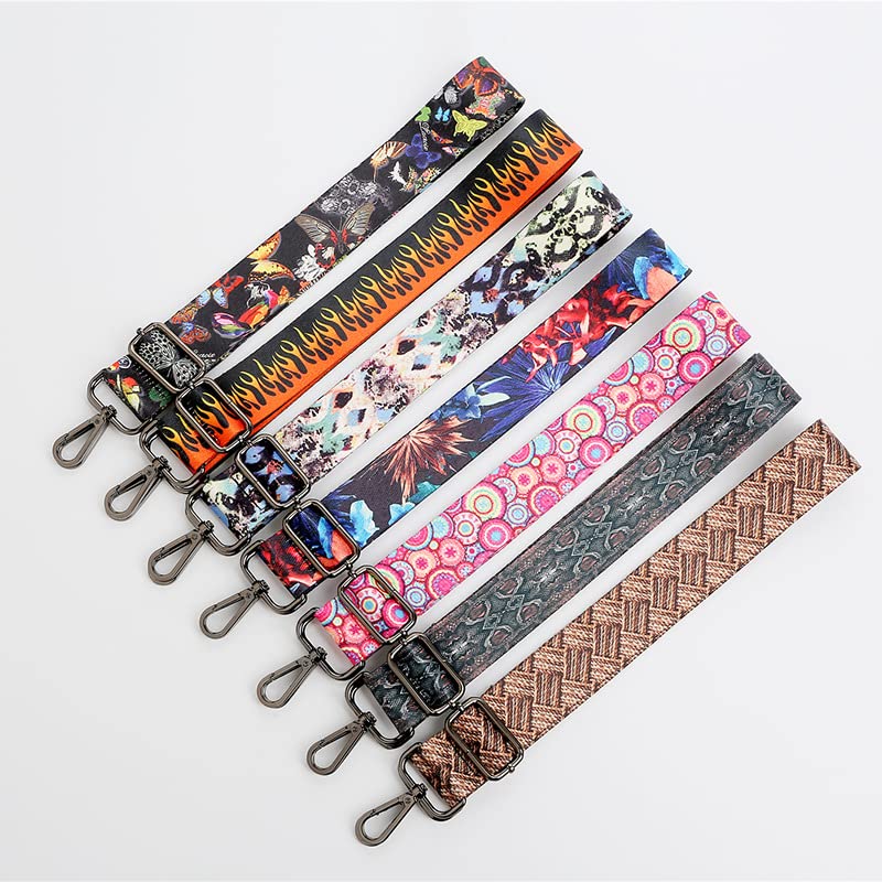 Längenverstellbarer Schultergurt für Taschen, 80-140cm 3.8cm Breit Taschengurt Bunt Muster Schulterriemen mit Karabiner Taschenriemen Mädchen DIY Taschenzubehör für Schultertasche und Handtaschen,#4