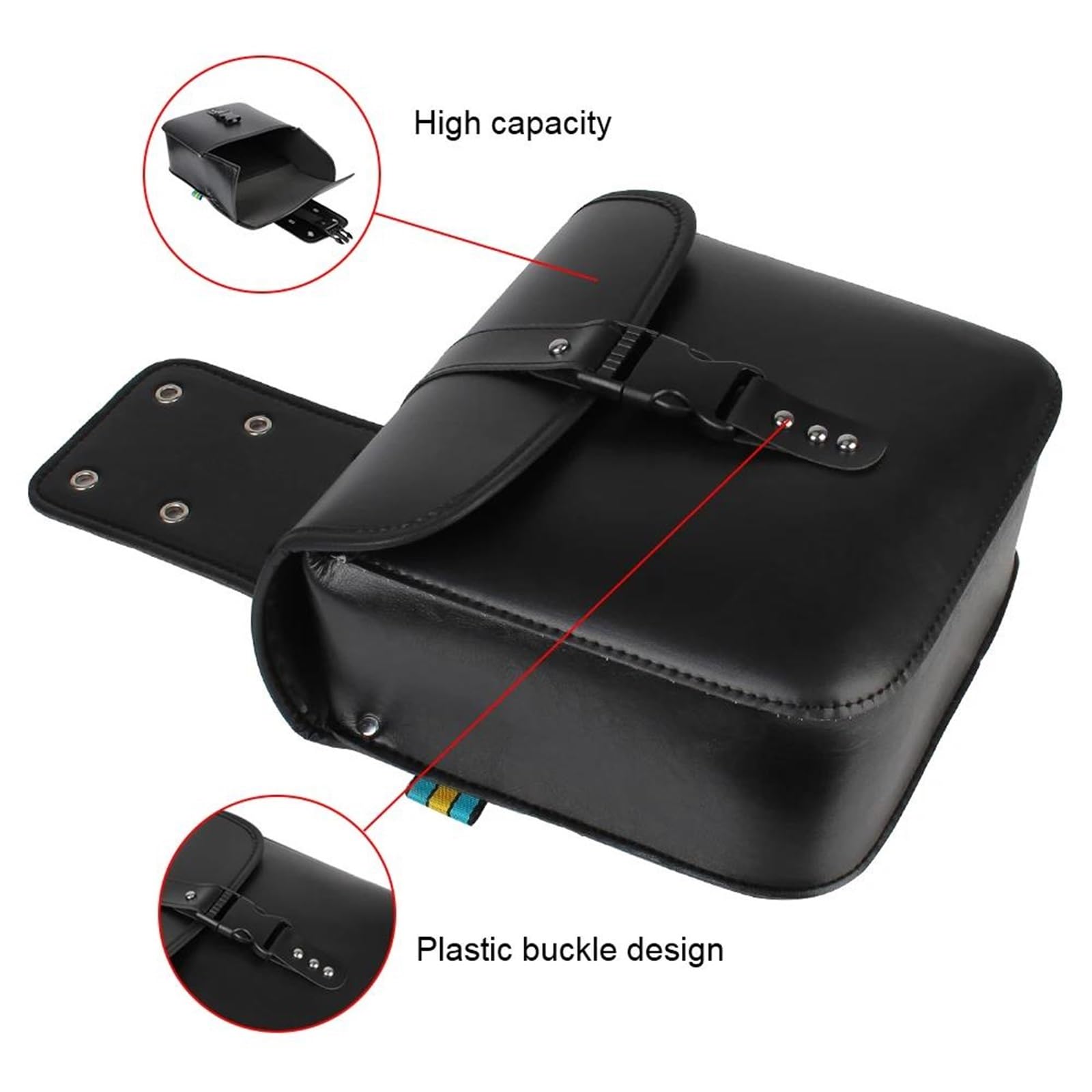 Bolsa Lateral para Casco De Moto Bolsa Sillín para Equipaje Lateral Bolsa Viaje Bolsa Cuero PU para Equipaje Trasero Motocicleta Bolsa Herramientas para Almacenamiento Motocicletas