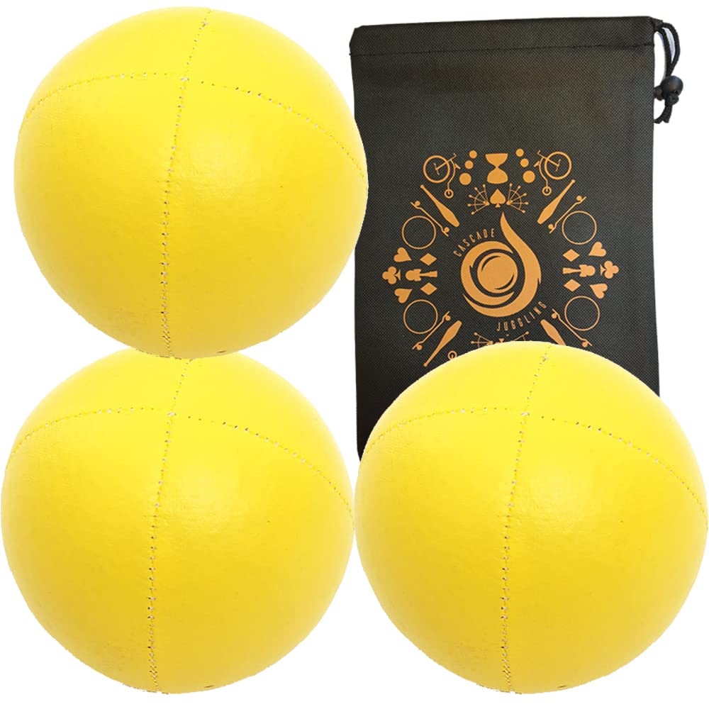 3 x Pro Cascade XL 180g Juggling Balls - Large Sized Quality Thud Beanbags & Bag - Set of 3 Juggling Balls (Yellow)
