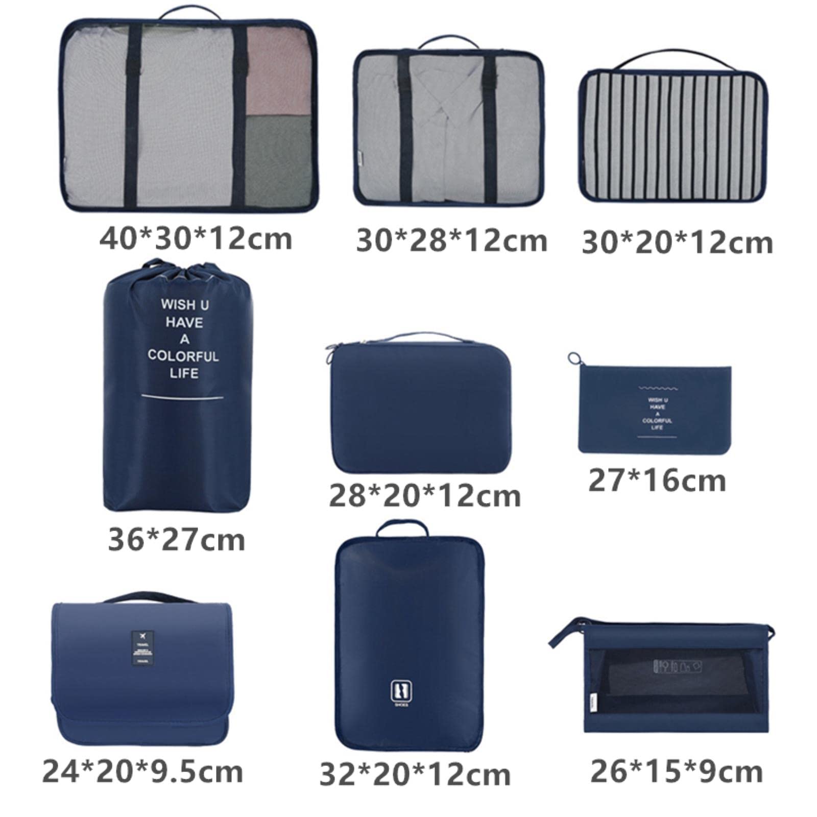 1 szt. Torba do przechowywania bagażu Organizator podróży Torby Wodoodporny organizer do pakowania Torby podróżne Ubrania Akcesoria podróżne-8PCS Beżowy A