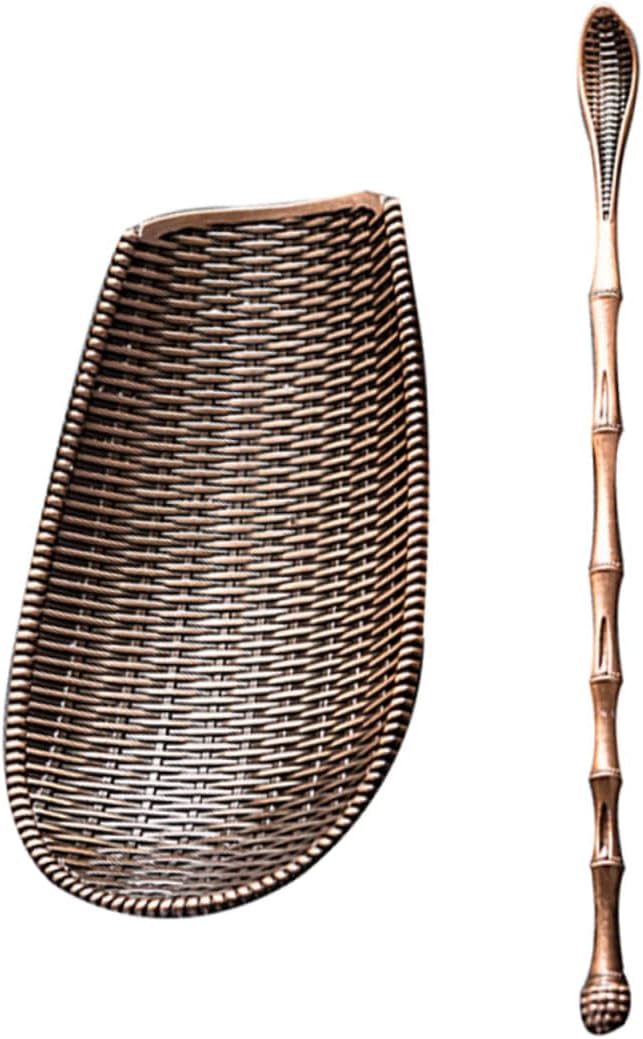 Alipis Alloy Tea Scoop and Needle Set for Chinese Kung Fu Tea Ceremony Bronze Finish for Loose Leaf Scooping and for and Gift Giving