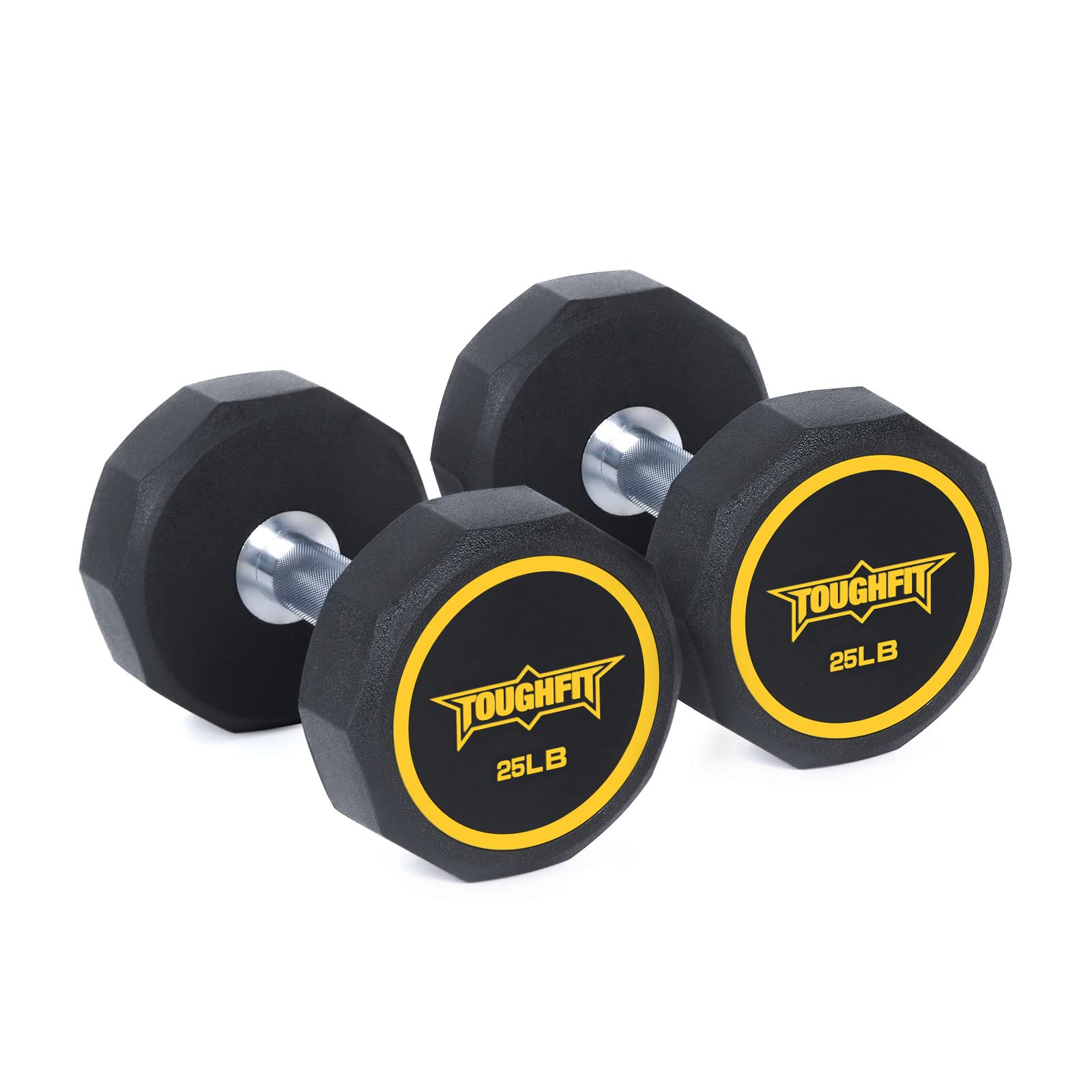 ToughFit Dumbbell Sets - 15/20/25/30/35/40/45/50 dumbbells set of 2 - 120LBS/150LBS/180LBS/210LBS/240LBS/270LBS Weight Sets - PEV Coated & Non-slip knurl Iron Handle - Free Weights for Strength Training Full Body , Decagon Dumbbells for Home Gym, Workouts