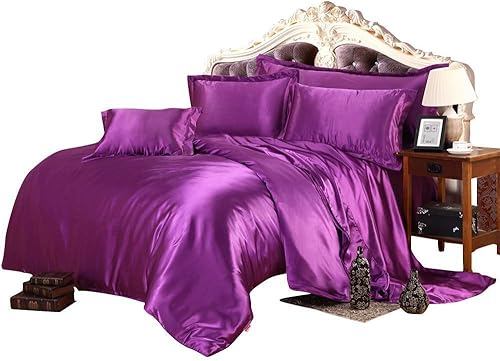 Cotton Home Depot Juego de edredón de 3 piezas de seda satinada 100% pura, color planta de huevo, Alaska King (98 x 116), 500 GSM