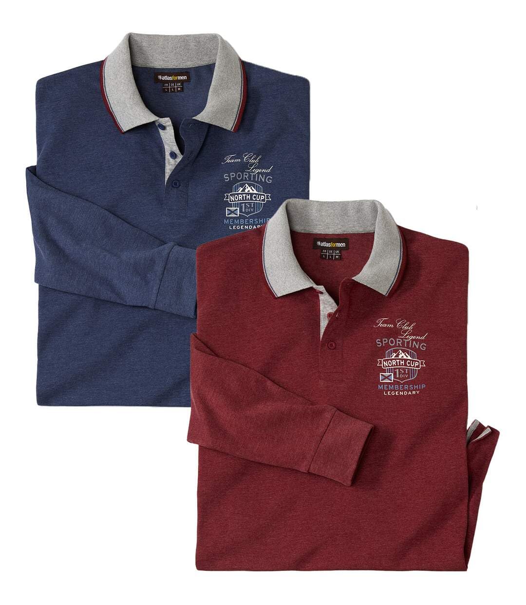 ATLAS FOR MEN - Set di 2 Polo da Uomo - Maniche Lunghe - Disponibile nelle Taglie Grandi