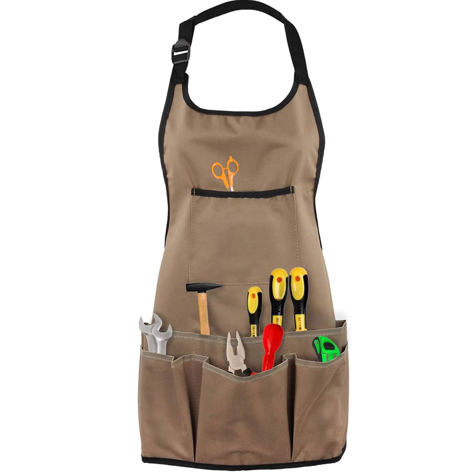 Blissbuilt Women's Khaki Gardening Tool Apron With 14 Pockets For And Men,Work Apron Adjustable Waterproof Potting Shed Garden Aprons Greenhouse Gifts For Gardeners