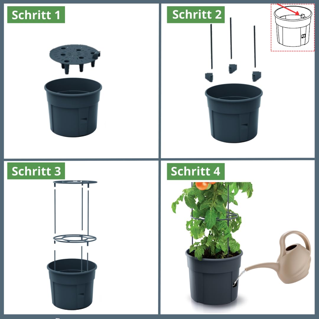 FORTENA 4X Tomatenzuchttopf für Balkon Garten Tomatentopf Tomatenzucht Tomatenkübel 28L