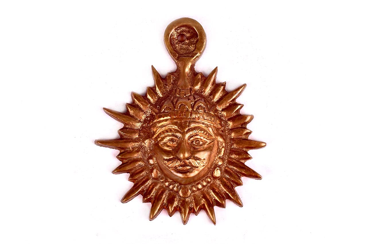 Rudra Centre Copper Surya Dev for Home Decor, Happiness and Stability at Home & Office, Handcrafted with Antique Look