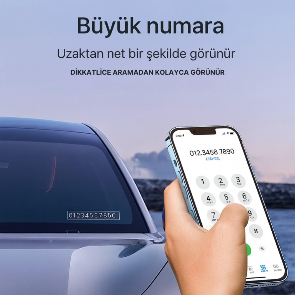 Polham Manyetik Fosforlu Geçici Park Numaratörü, Açılır Kapanır, Şık ve Dayanıklı Tüm Araçlara Uyumlu