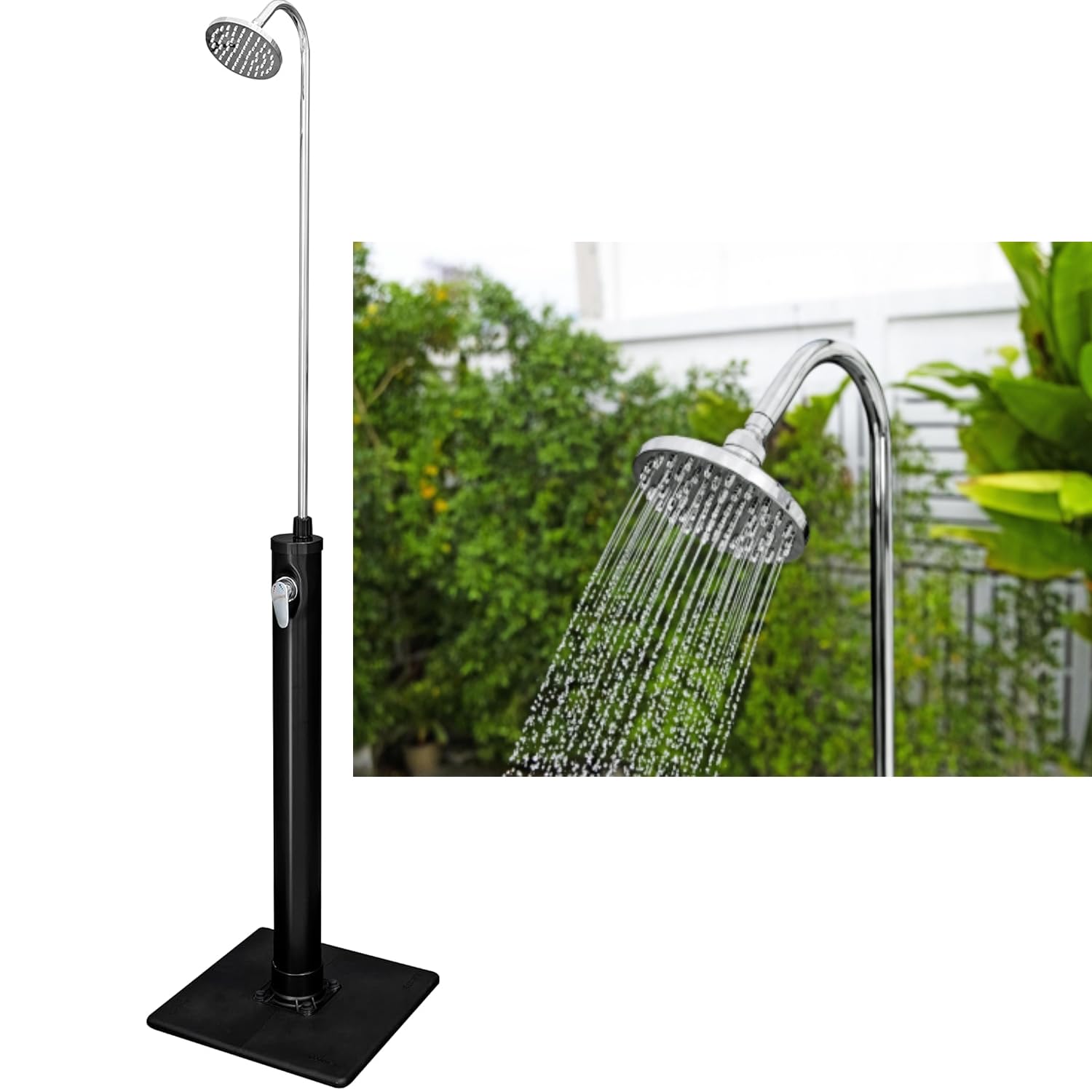 GrecoShop Doccia Solare da Giardino per Piscina 8L – Doccia Esterna con Serbatoio Riscaldato dal Sole, Temperatura Regolabile, Facile Installazione, Ideale per Outdoor, Campeggio e Terrazza