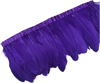 Adornos de plumas de ganso de colores, 1 metro, adorno de plumas de ganso reales, cinta con flecos y borlas, manualidades de plumas blancas y negras, accesorios de ropa(Deep Purple)
