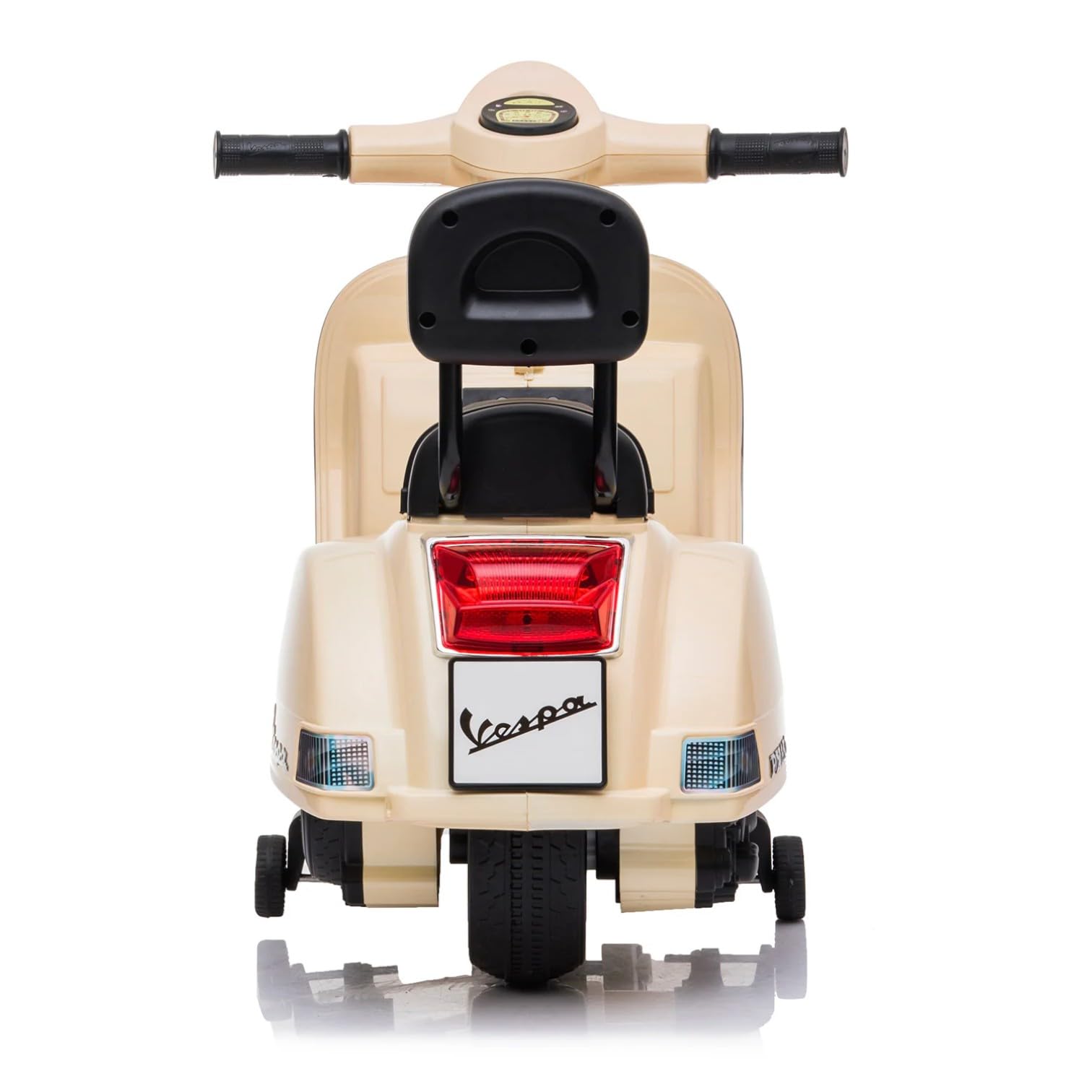 Vespa Elettrica per Bambini - Sicura e Divertente, Motocicletta Giocattolo con Acceleratore a Pedale, Luci e Suoni, Batteria Ricaricabile 6V e Caricabatteria Incluso, Funzione Avanti/Indietro (Crema)