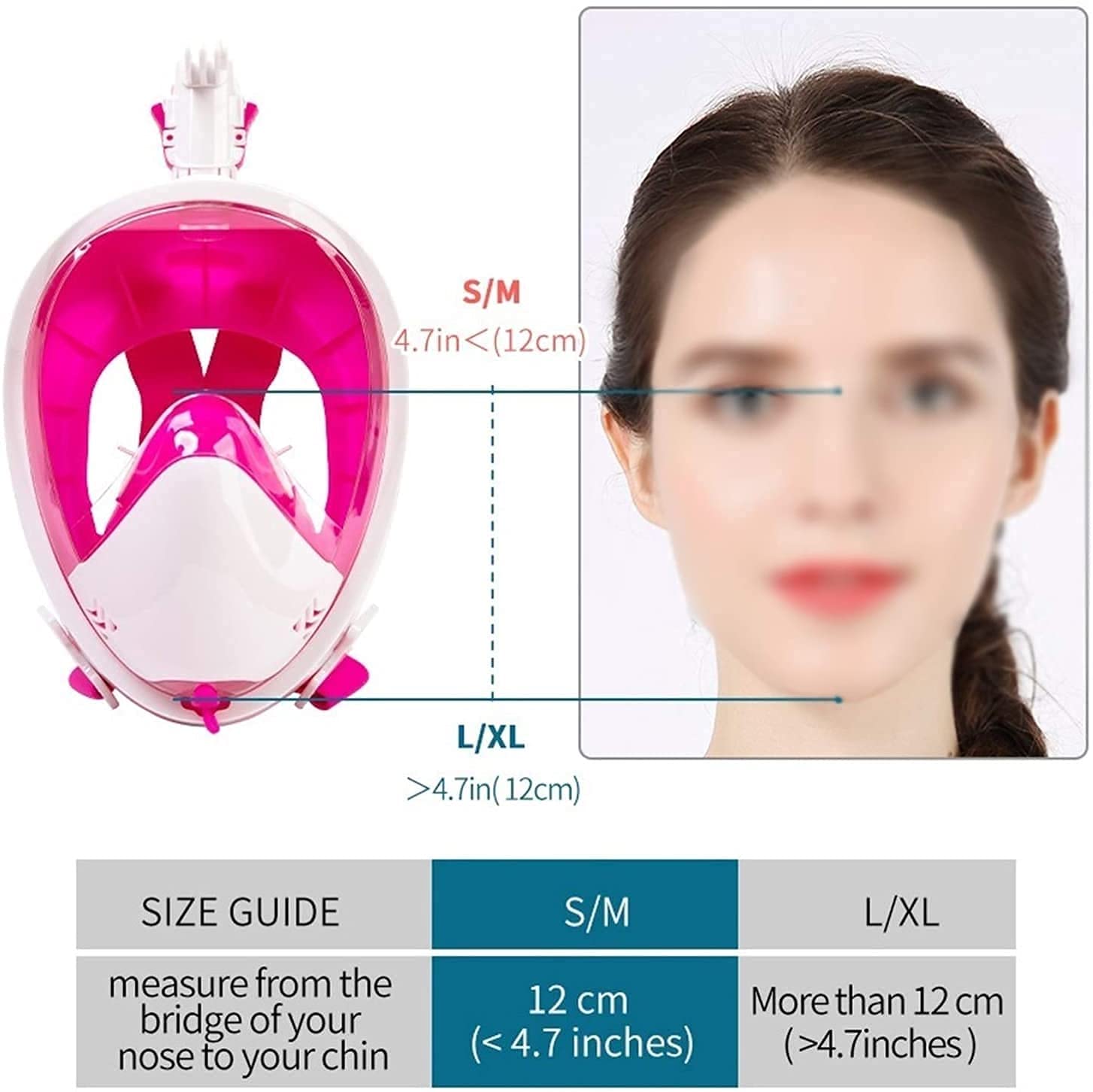 Maschera da sub per snorkeling, maschere da sub, subacquee, visione a 180°, attrezzatura professionale per lo snorkeling, maschere integrali per il nuoto, anti-perdita e anti-appannamento, per adulti