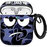 for AirPods Case, Don't Touch Me Airpods Cover with Keychain Soft Cute Shockproof Cover for Women Men Compatible with AirPods 2/1 Charging Case,Blue