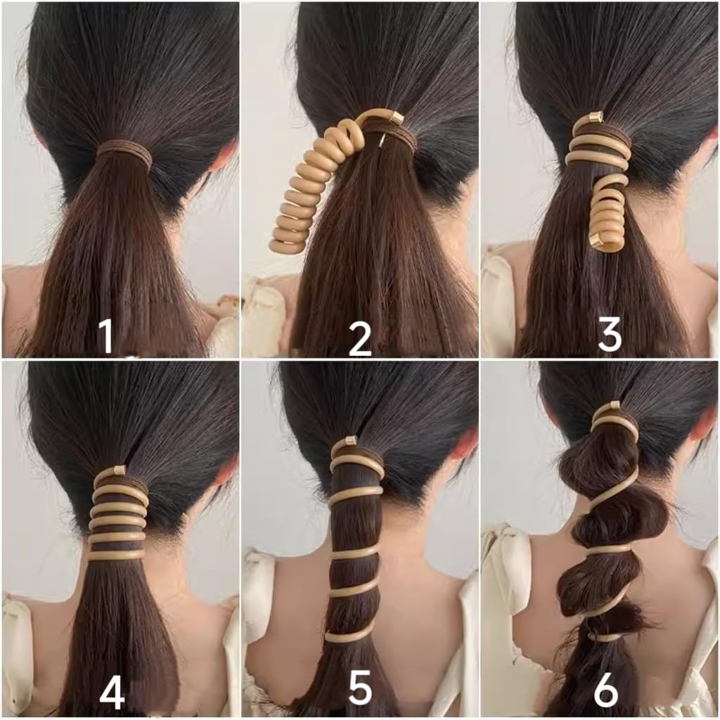 4pcs Spiral Telephone Cord Hair Ties,High Elasticity Durability No Crease Ponytail Holders Stylish Practical for Women and Girls - Image 2
