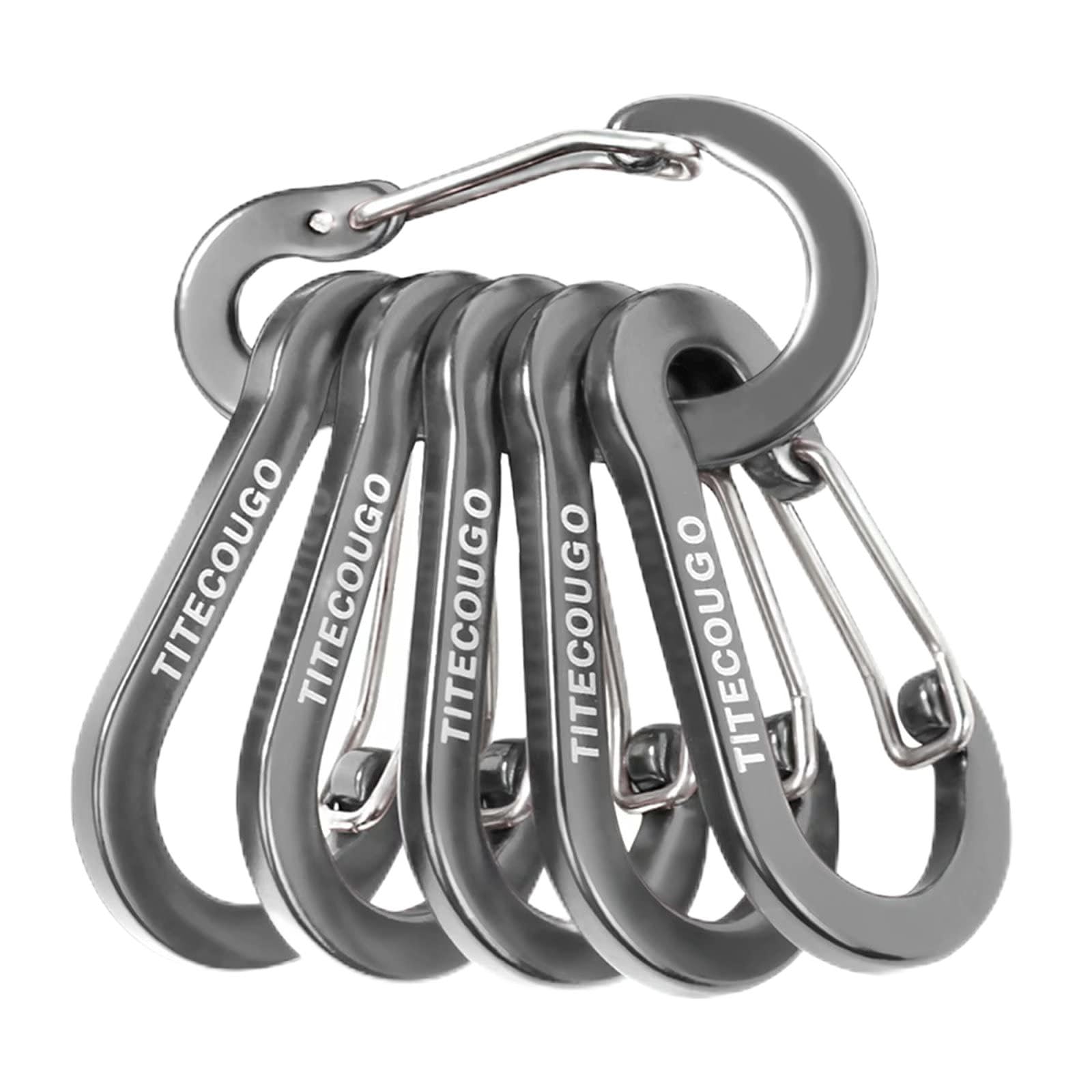 Porte Clé Clef 3 Mousquetons Carrés Noir Aluminium - Porte-clés Mini 5cm - Résistance 15kg - Pour Sac à Dos, Outdoor Mousqueton Porte Clé