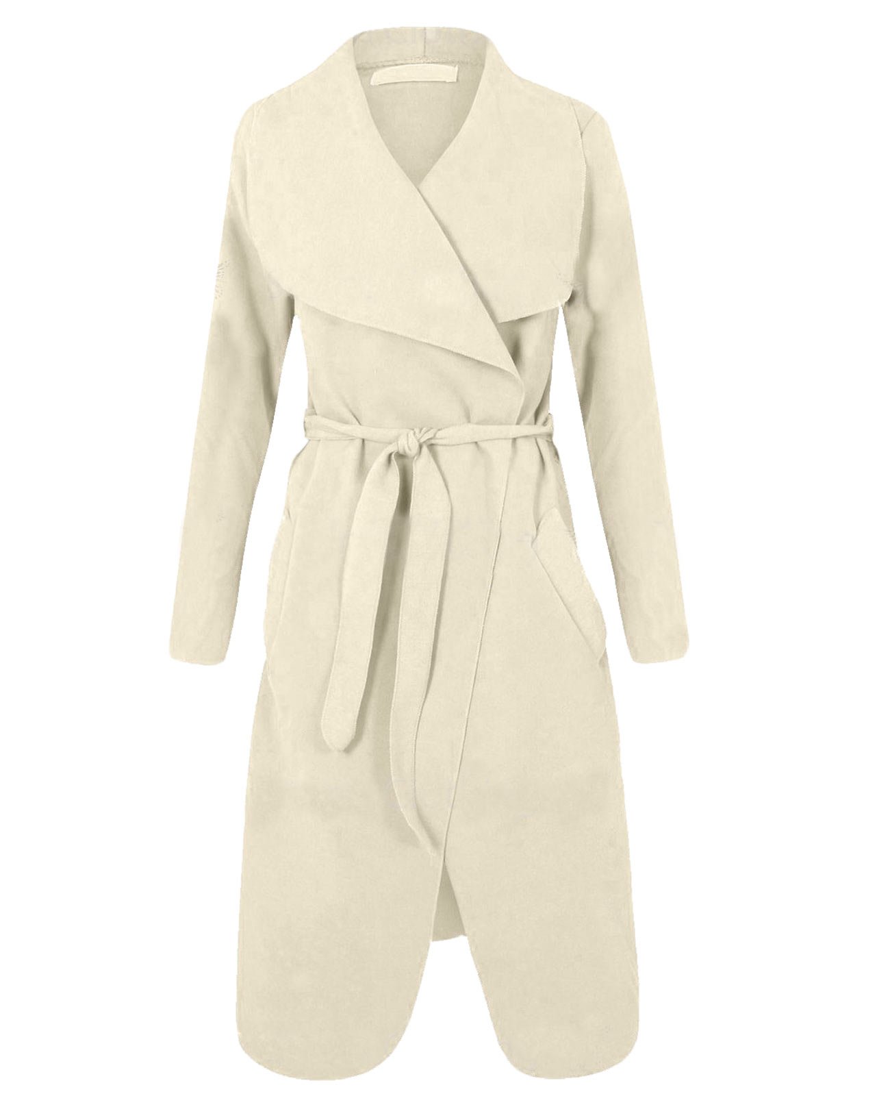 Miss Ta-daaItalian Waterfall Kim Kardashian Celebrity Coat Belt Long Jacket Cape Cardigan 8-14 (One, Cream)