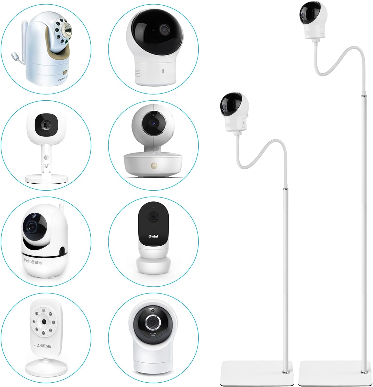 iTODOS Baby Monitor Floor Stand Holder for Eufy Spaceview, Spaceview Pro and Spaceview S Video Baby Monitor,Keep Baby Away from Touching,Strong and Heavy Metal Materials,More Safety