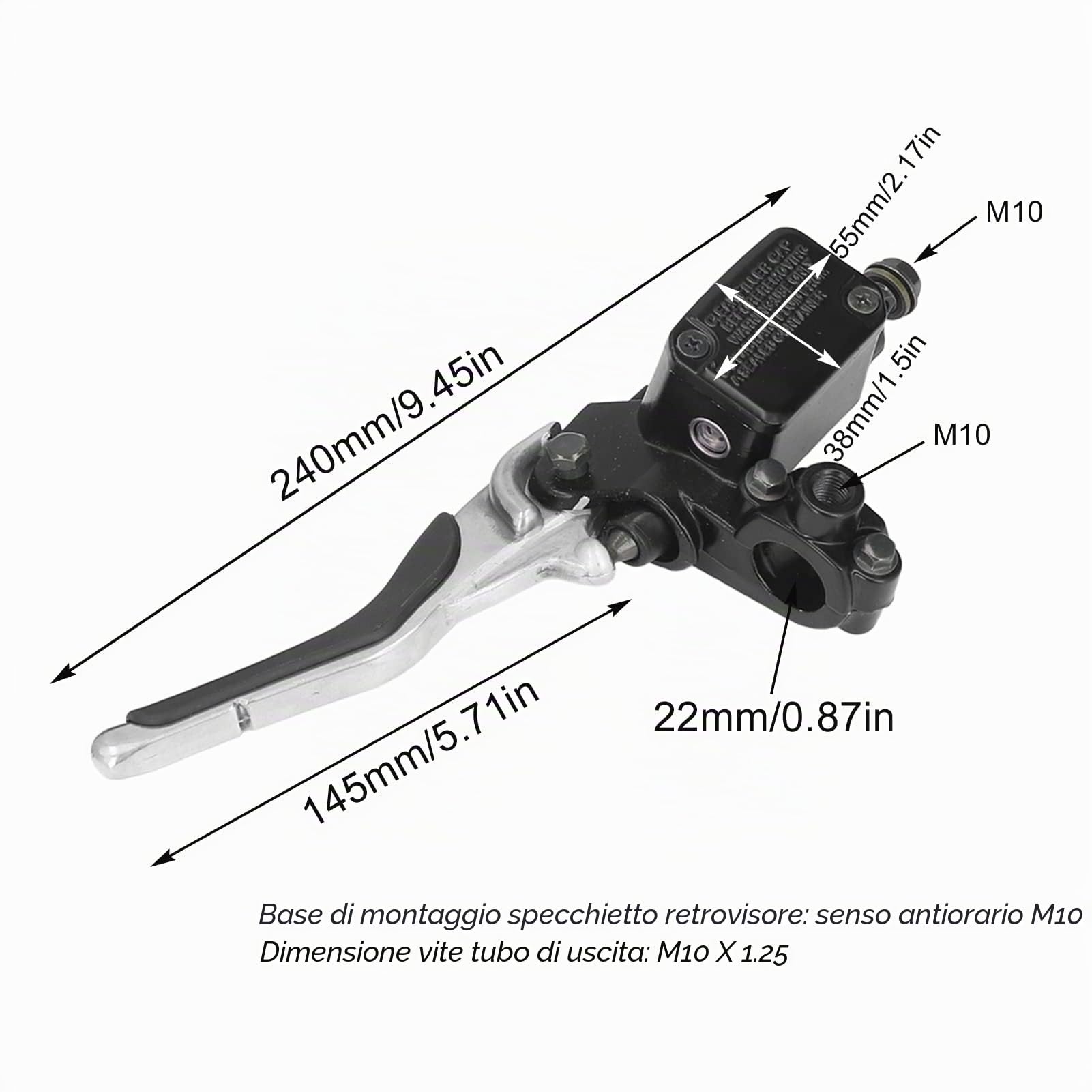 Akozon Leva del Freno, Leva del Freno Sinistro Destro del Motociclo con Pompa del Freno in Lega di Alluminio CNC di Ricambio per YQ50 Aerox 1997-2013