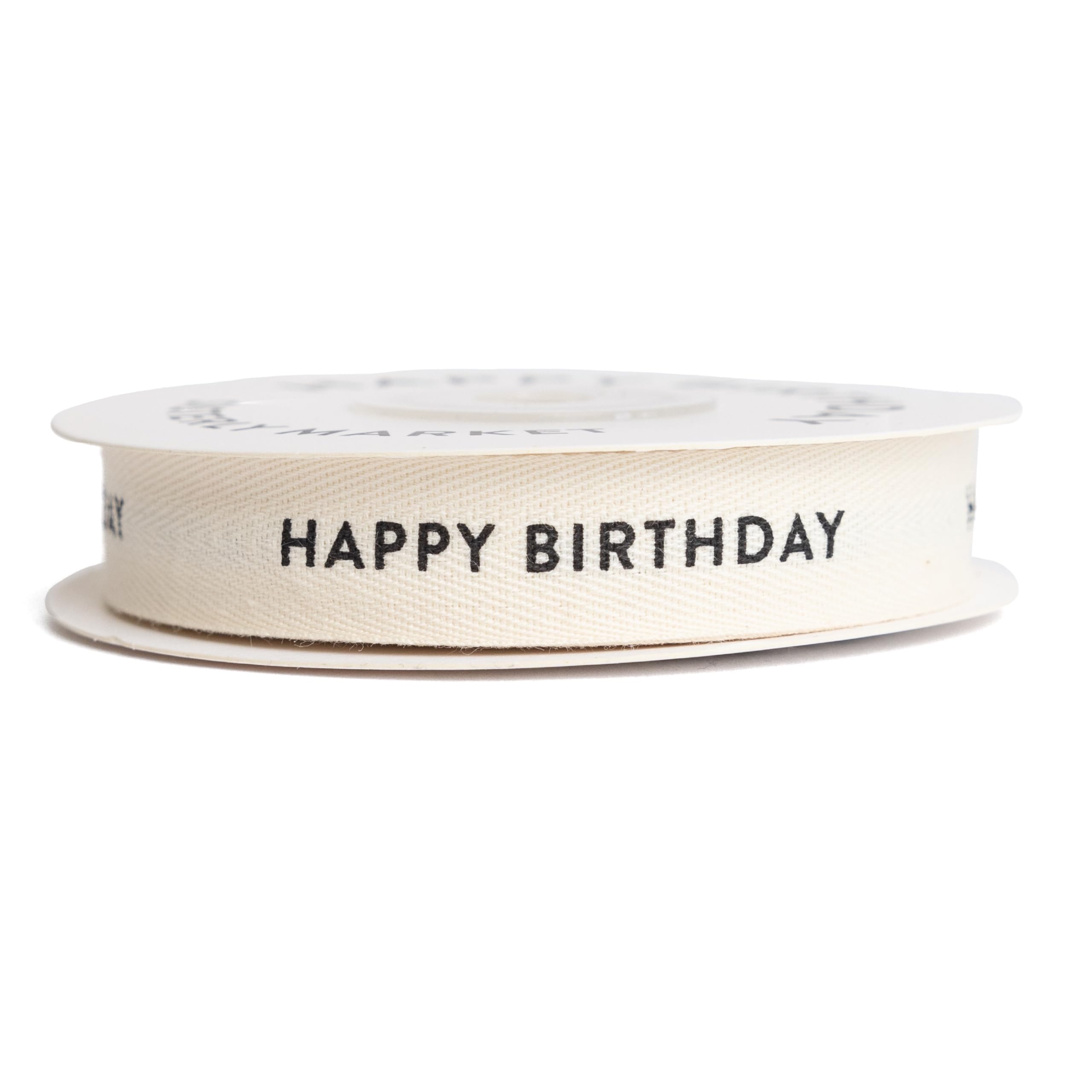 Sisterly Market Custom Printed Herringbone Cotton Ribbon - 5/8 Inch X 10 Yards, Best Day Ever Phrase, Natural