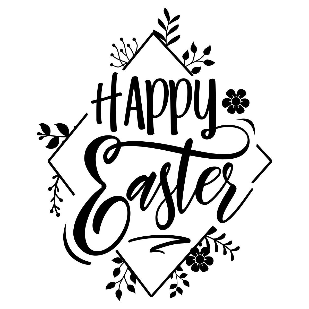 Happy Easter Shop Window Sticker Floral Retail Display Vinyl Decal