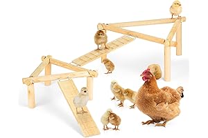 3-IN-1 Training Chicken Perch Toy, Wooden Roosting Bar, Jungle Gym for Baby Chicks