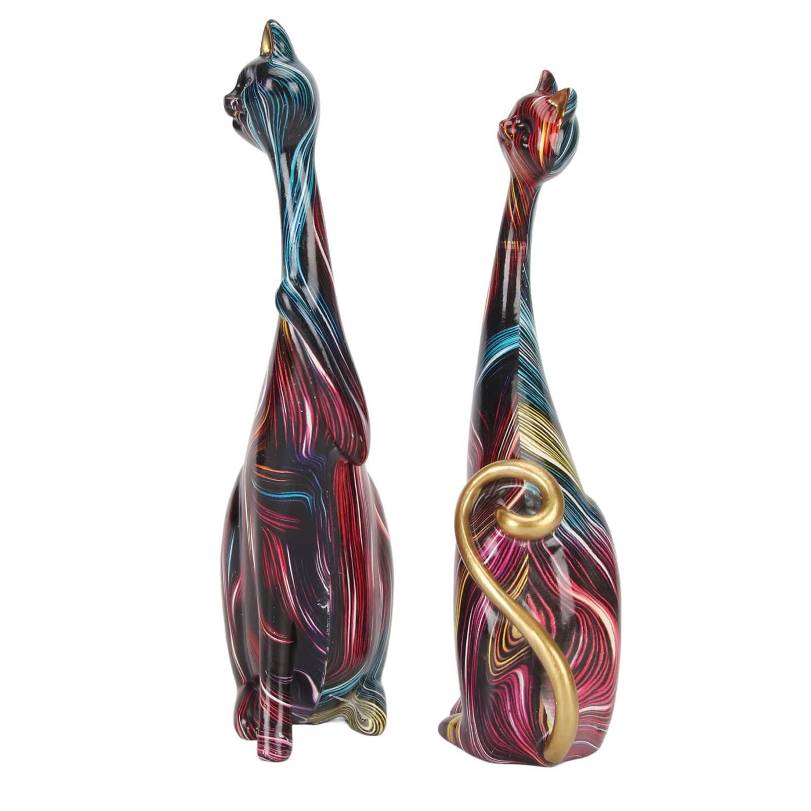 Kat Standbeeld Set, Abstract Olieverfschilderij Kunst Decor Sculptuur, Hars Beeldje, Indoor Collectie Ornament (C